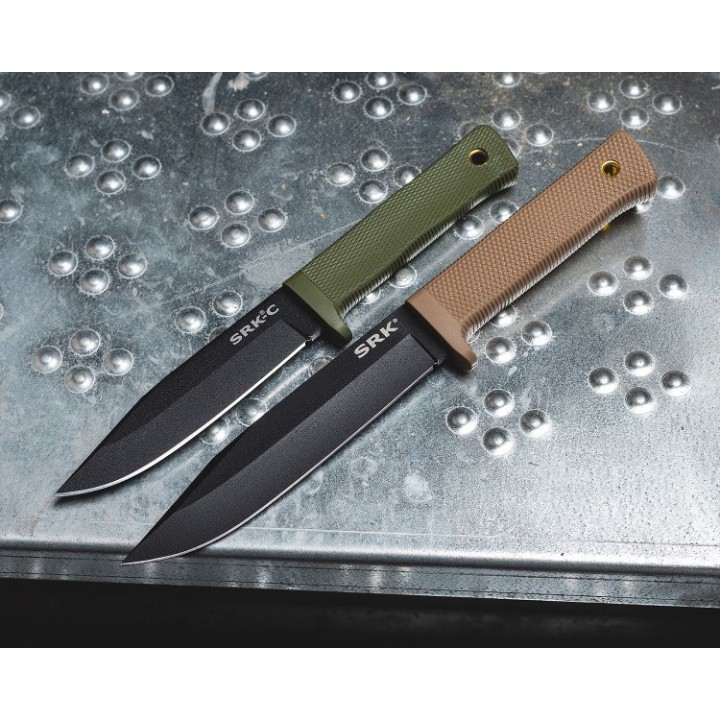 Couteau Cold Steel SRK Compact Survival Rescue Lame Acier SK-5 Manche Kray-Ex Etui Secure-Ex CS49LCKDODBK - Livraison Gratuite