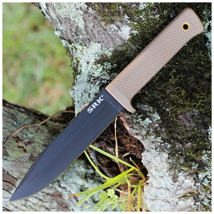 Couteau Cold Steel SRK Desert Tan Lame Acier SK-5 Manche Kray-Ex Etui Secure-Ex CS49LCKDTBK - Livraison Gratuite