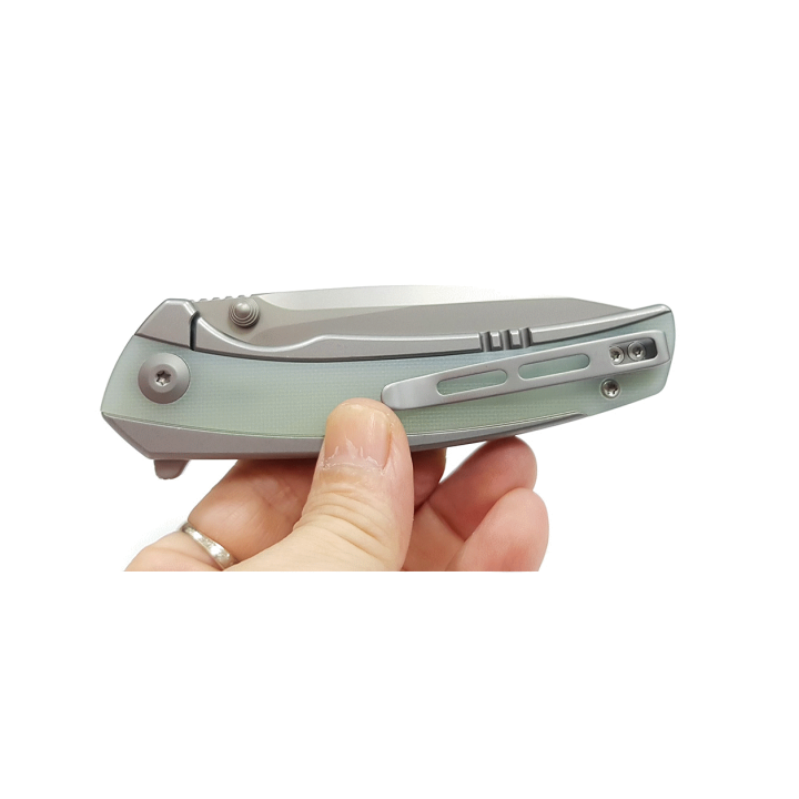 Couteau CIVIVI Teraxe Jade Lame Acier Nitro-V Bead Blasted Manche G10 IKBS Framelock Clip CIVC200362 - Livraison Gratuite