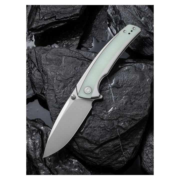 Couteau CIVIVI Teraxe Jade Lame Acier Nitro-V Bead Blasted Manche G10 IKBS Framelock Clip CIVC200362 - Livraison Gratuite
