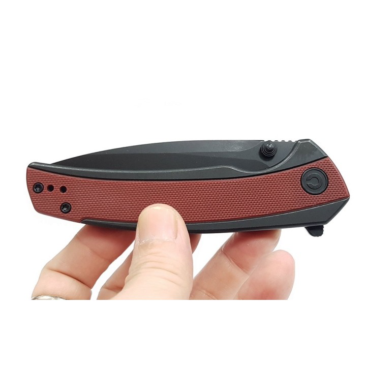 Couteau CIVIVI Teraxe Burgundy Lame Acier Nitro-V Black Stonewash Manche G10 IKBS Framelock Clip CIVC200361 - Livraison Gratuite