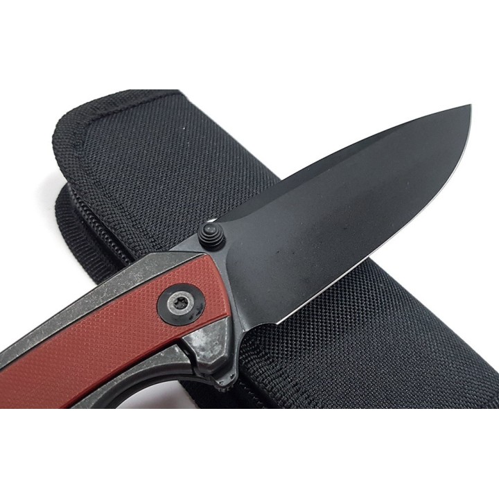 Couteau CIVIVI Teraxe Burgundy Lame Acier Nitro-V Black Stonewash Manche G10 IKBS Framelock Clip CIVC200361 - Livraison Gratuite