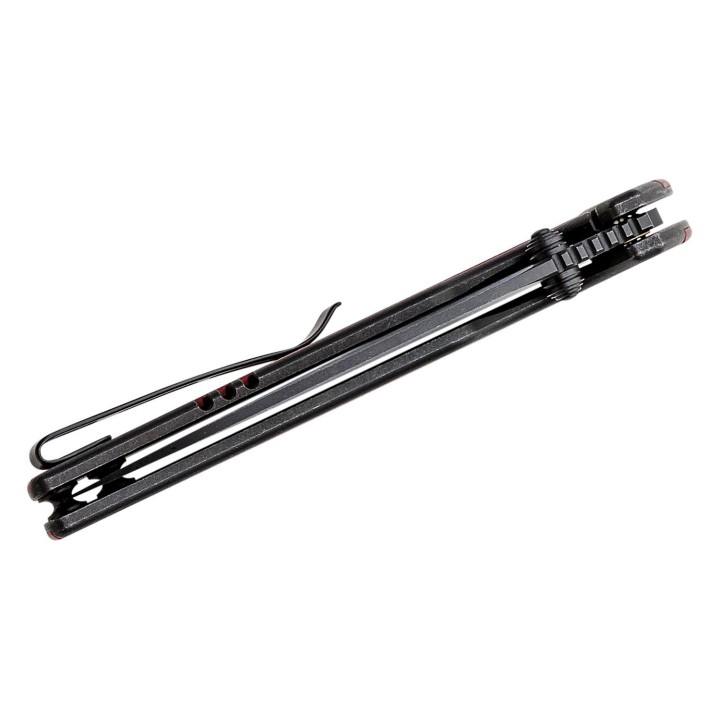 Couteau CIVIVI Teraxe Burgundy Lame Acier Nitro-V Black Stonewash Manche G10 IKBS Framelock Clip CIVC200361 - Livraison Gratuite