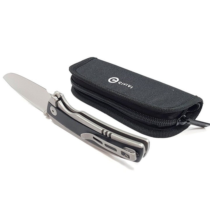 Couteau CIVIVI Teraxe Black Lame Acier Nitro-V Bead Blast Manche G10 IKBS Framelock Clip CIVC200363 - Livraison Gratuite