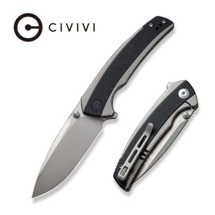 Couteau CIVIVI Teraxe Black Lame Acier Nitro-V Bead Blast Manche G10 IKBS Framelock Clip CIVC200363 - Livraison Gratuite