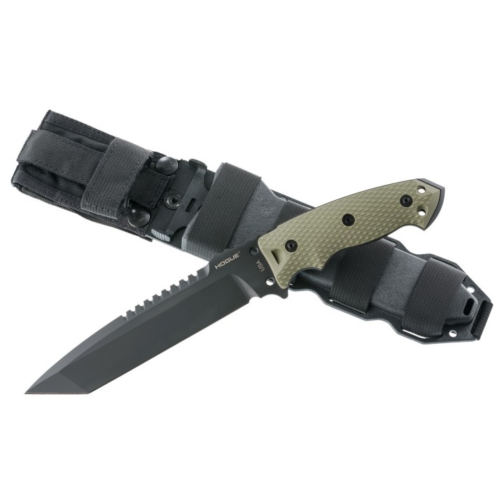 Couteau Hogue EX F01 Green Lame Tanto Acier A2 Manche G10 Etui Nylon Made USA HO35108 - Livraison Gratuite