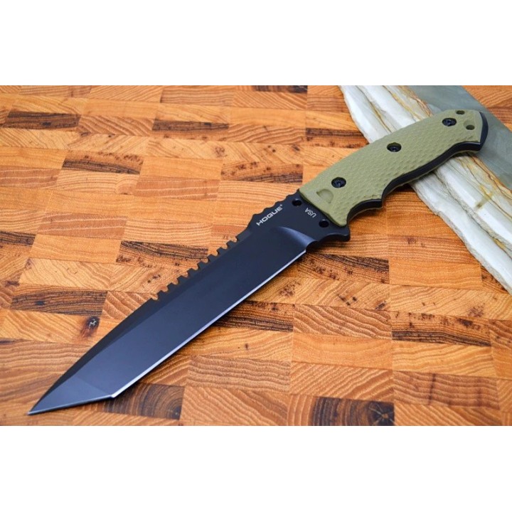 Couteau Hogue EX F01 Green Lame Tanto Acier A2 Manche G10 Etui Nylon Made USA HO35108 - Livraison Gratuite