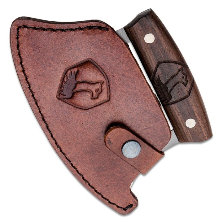 Couteau D'Esquimau Condor Ulu Lame Acier Carbone 1075 Manche Noyer Etui Cuir Made Salvador CTK500760HC - Livraison Gratuite