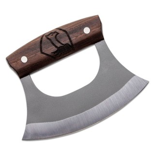 Couteau D'Esquimau Condor Ulu Lame Acier Carbone 1075 Manche Noyer Etui Cuir Made Salvador CTK500760HC - Livraison Gratuite