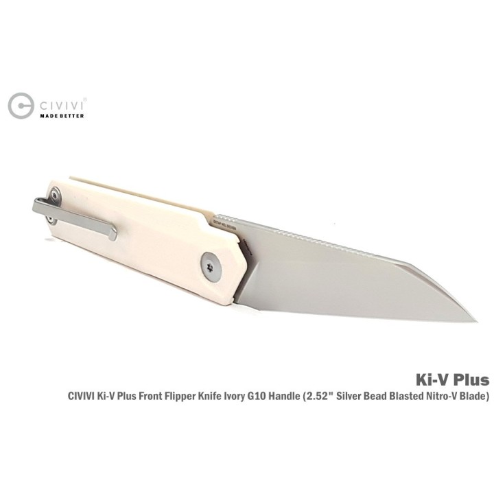 Couteau CIVIVI Ki-V Plus Ivory Manche G10 Lame Acier Nitro-V IKBS Linerlock Clip CIVC20005B2 - Livraison Gratuite