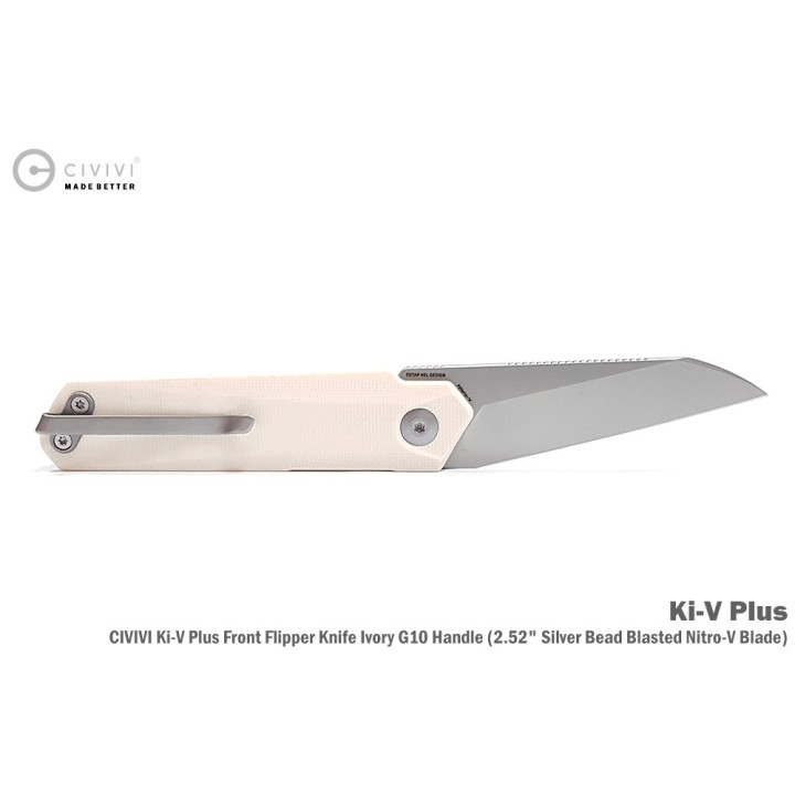 Couteau CIVIVI Ki-V Plus Ivory Manche G10 Lame Acier Nitro-V IKBS Linerlock Clip CIVC20005B2 - Livraison Gratuite