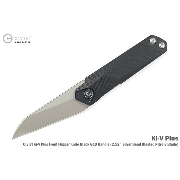 Couteau CIVIVI Ki-V Plus Black Manche G10 Lame Acier Nitro-V IKBS Linerlock Clip CIVC20005B1 - Livraison Gratuite