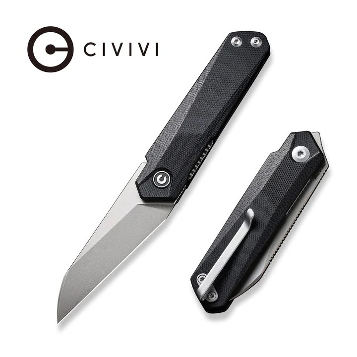 Couteau CIVIVI Ki-V Plus Black Manche G10 Lame Acier Nitro-V IKBS Linerlock Clip CIVC20005B1 - Livraison Gratuite