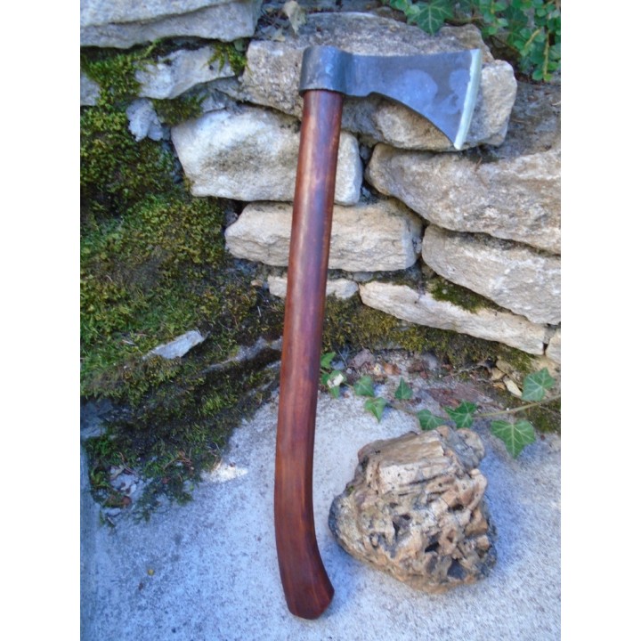 Hache Tomahawk Indien Shoshone Lame Acier Carbone Manche Bois Fabrication Artisanale PA242603 - Livraison Gratuite