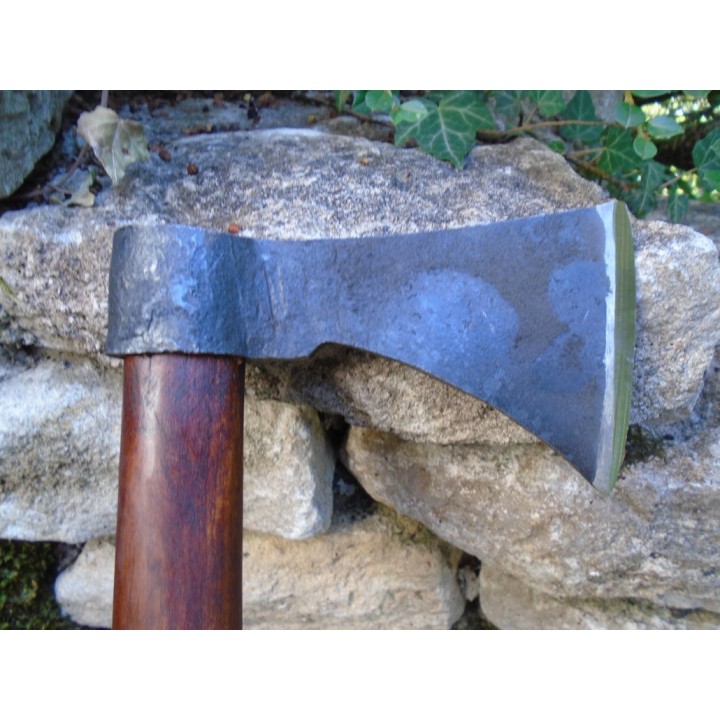 Hache Tomahawk Indien Shoshone Lame Acier Carbone Manche Bois Fabrication Artisanale PA242603 - Livraison Gratuite