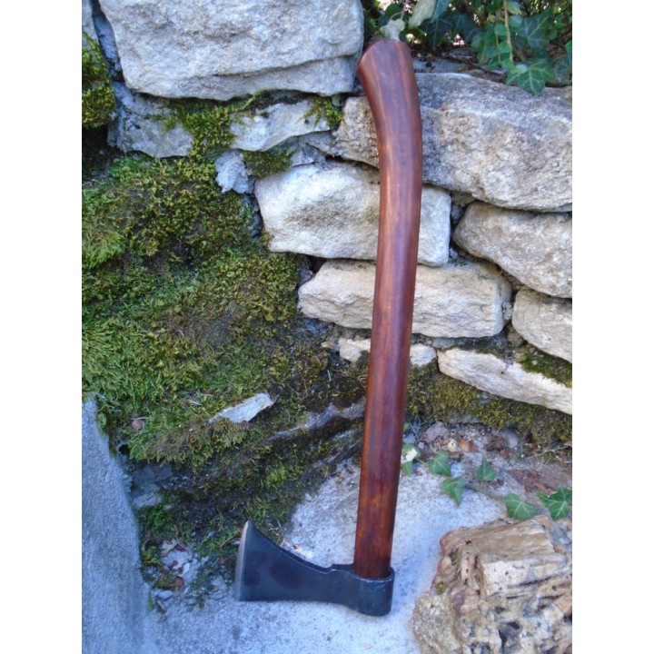 Hache Tomahawk Indien Shoshone Lame Acier Carbone Manche Bois Fabrication Artisanale PA242603 - Livraison Gratuite