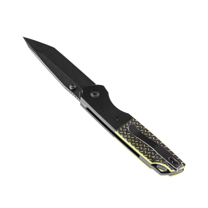 Couteau Kansept Warrior Tanto Black/Green Lame Acier D2 Manche G10 IKBS Linerlock Clip KT1005T2 - Livraison Gratuite