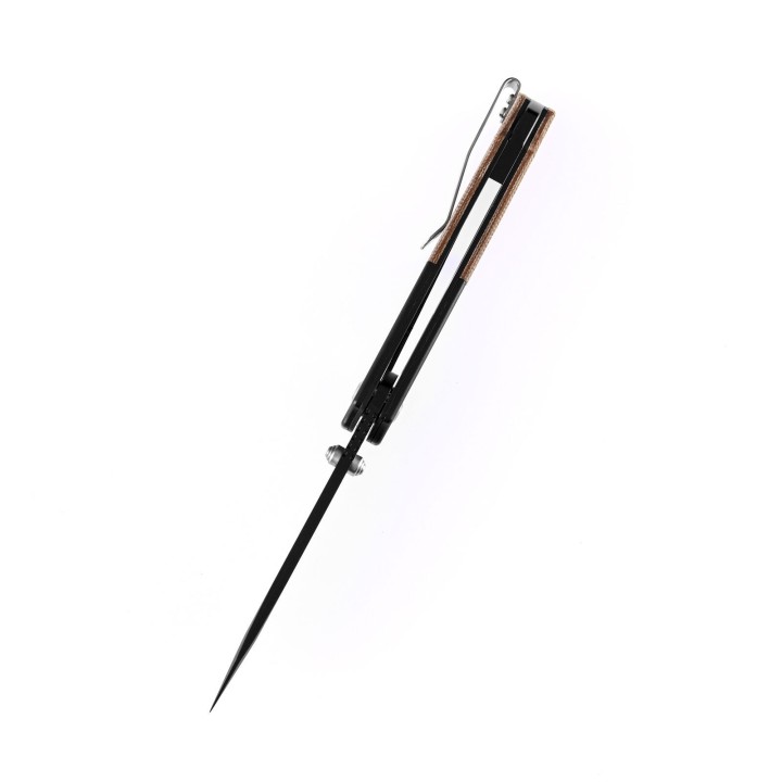 Couteau Kansept Warrior Tanto Brown Lame Acier D2 Manche Micarta IKBS Linerlock Clip KT1005T5 - Livraison Gratuite