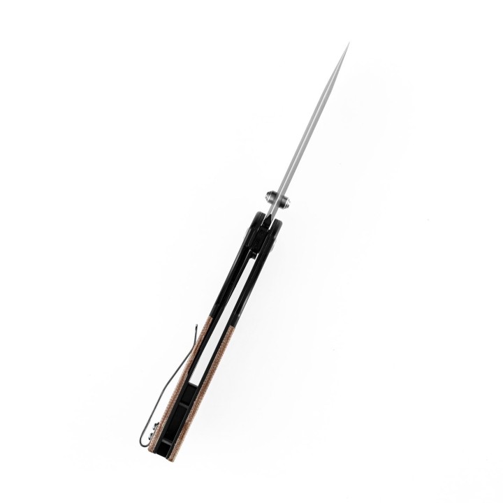 Couteau Kansept Warrior Tanto Brown Lame Acier D2 Manche Micarta IKBS Linerlock Clip KT1005T5 - Livraison Gratuite