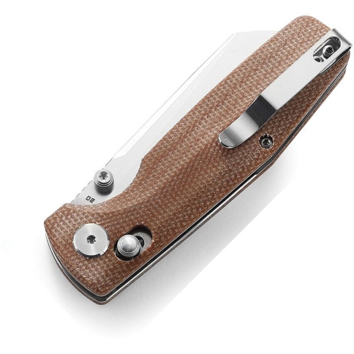 Couteau Bestech Slasher Brown Manche Micarta Lame Acier D2 IKBS Axis Lock Clip BTKG43D - Livraison Gratuite