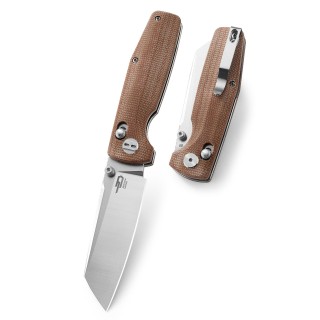 Couteau Bestech Slasher Brown Manche Micarta Lame Acier D2 IKBS Axis Lock Clip BTKG43D - Livraison Gratuite