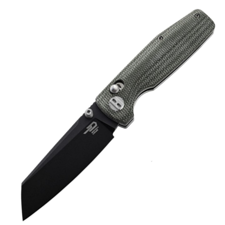 Couteau Bestech Slasher Green Manche Micarta Lame Acier D2 Black IKBS Axis Lock Clip BTKG43B2 - Livraison Gratuite