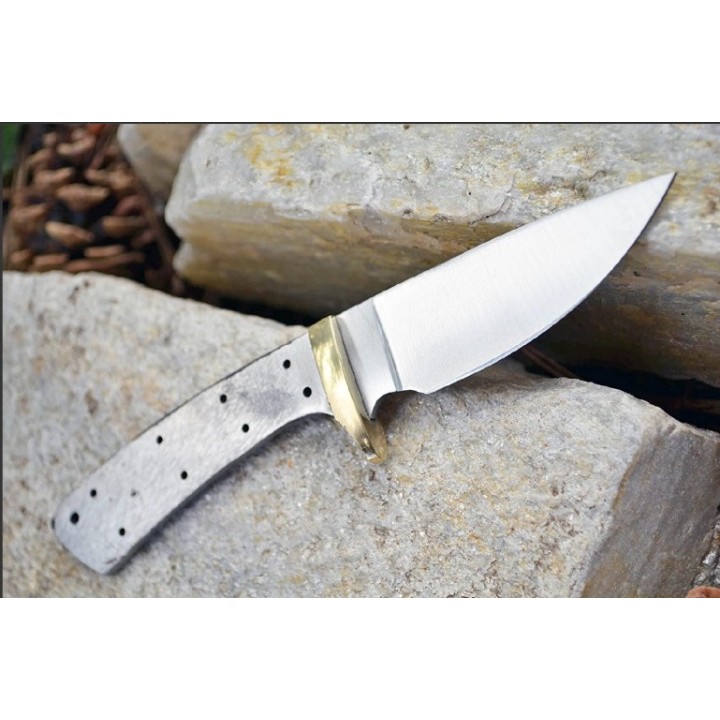 Lot de 4 Lames à Customiser Drop Point Skinner Lame Acier Inox Garde Laiton BL013 - Livraison Gratuite