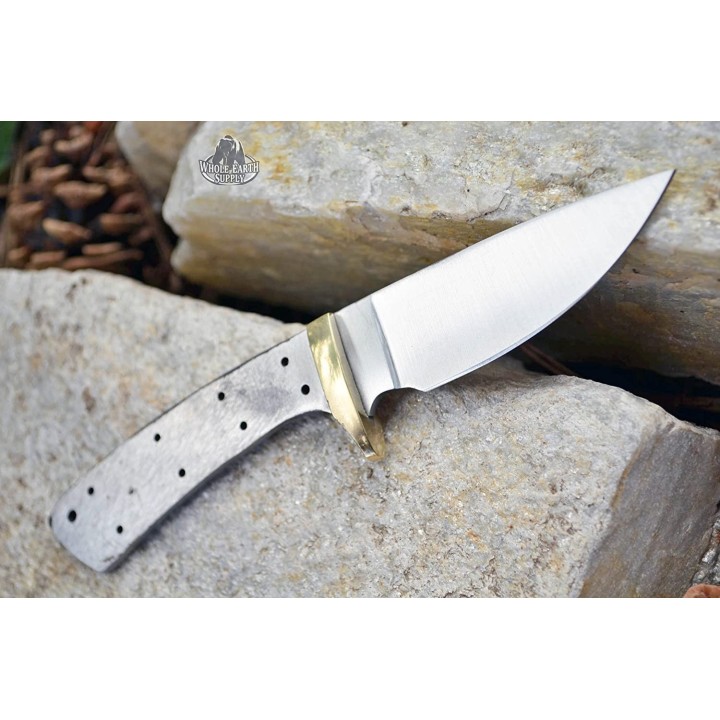 Lot de 4 Lames à Customiser Drop Point Skinner Lame Acier Inox Garde Laiton BL013 - Livraison Gratuite