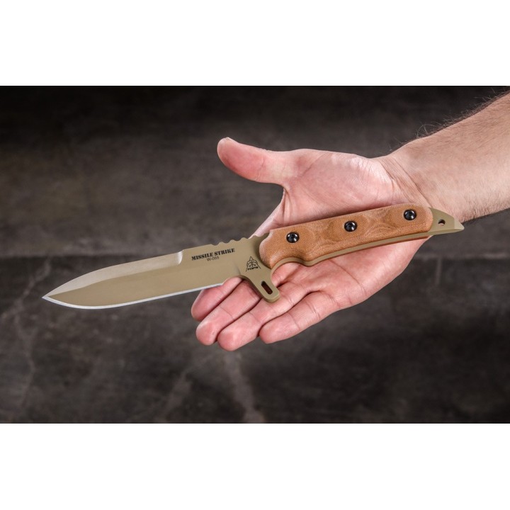 Couteau Tops Missile Strike Lame Acier Carbone 1095 Manche Micarta Etui Kydex Made USA TPMS01 - Livraison Gratuite