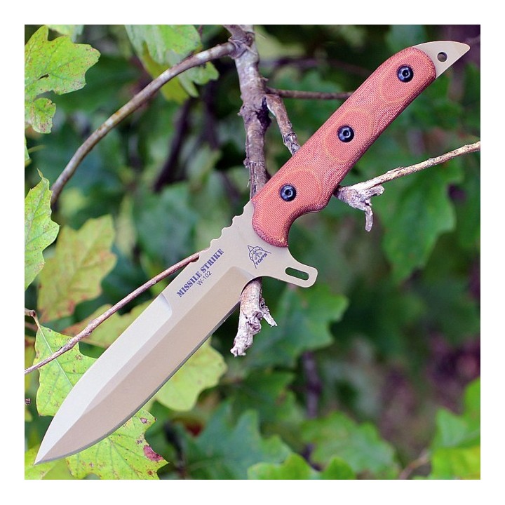 Couteau Tops Missile Strike Lame Acier Carbone 1095 Manche Micarta Etui Kydex Made USA TPMS01 - Livraison Gratuite