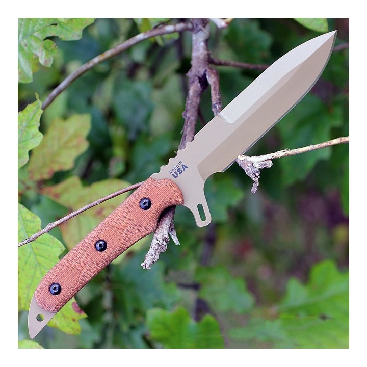 Couteau Tops Missile Strike Lame Acier Carbone 1095 Manche Micarta Etui Kydex Made USA TPMS01 - Livraison Gratuite