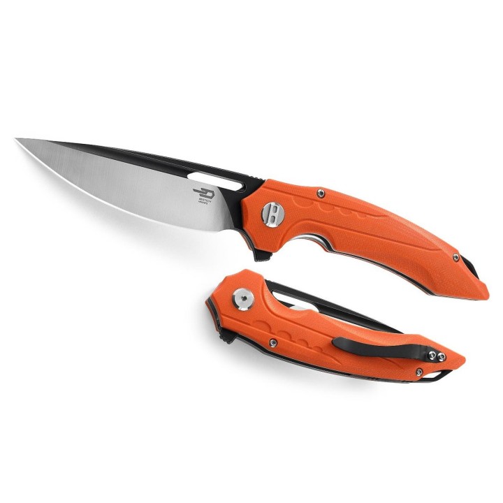 Couteau Bestech Ornetta Orange Lame Acier N690 Manche G10 IKBS Linerlock CLip BTKG50C - Livraison Gratuite