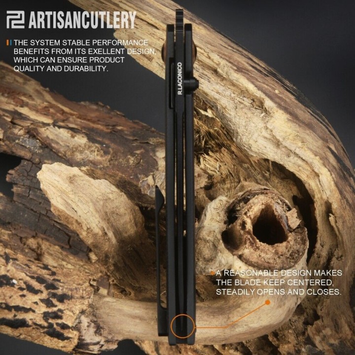 Couteau ArtisanCutlery Sirius Black Manche G10 Lame Acier AR-RPM9 Black IKBS Linerlock Clip ATZ1849PBBK - Livraison Gratuite