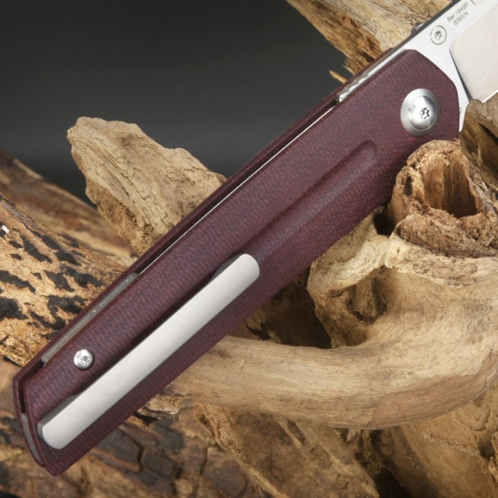 Couteau ArtisanCutlery Sirius Burgandy Manche Micarta Lame Acier S35VN IKBS Linerlock Clip ATZ1849PDRC - Livraison Gratuite
