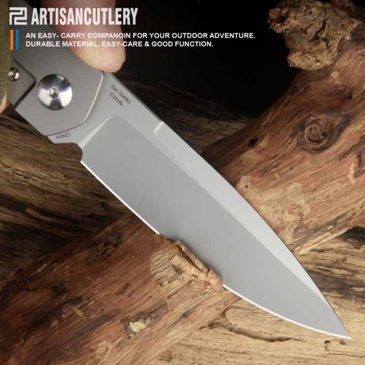 Couteau ArtisanCutlery Sirius Gray Manche Titane Lame Acier S35VN Satin IKBS Framelock Clip ATZ1849GGY - Livraison Gratuite