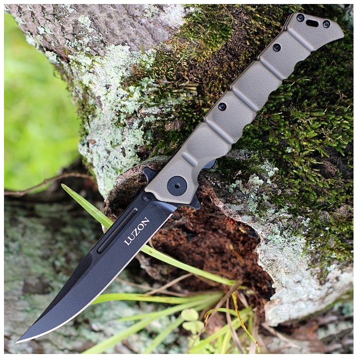 Couteau Cold Steel Medium Luzon Dark Earth  Lame Acier 8Cr13MoV Black Manche GFN Linerlock CS20NQLDEBK - Livraison Gratuite