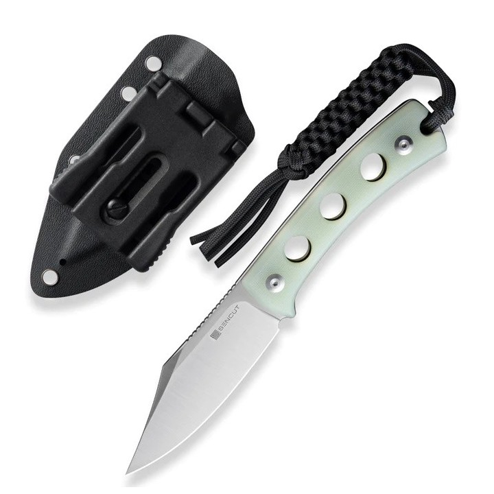 Couteau SENCUT Waxahachie Jade Manche G10 Lame Acier 9Cr18MoV Satin Etui Kydex SA11B - Livraison Gratuite