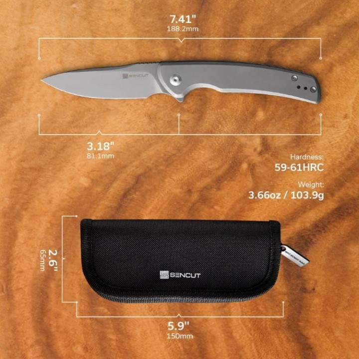 Couteau SENCUT Tynan Gay Manche Acier Lame Acier 10Cr15CoMoV IKBS Framelock Clip SA10B - Livraison Gratuite