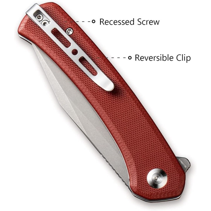 Couteau SENCUT Snap Burgundy Manche G10 Lame Acier 9Cr18MOB IKBS Linerlock CLip SA05AV1 - Livraison Gratuite