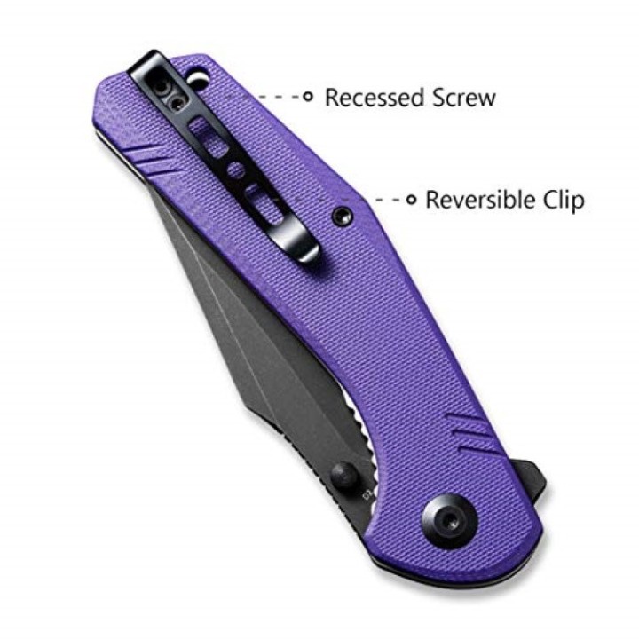 Couteau SENCUT Actium Purple Manche G10 Lame Acier D2 IKBS Linerlock CLip SA02D - Livraison Gratuite