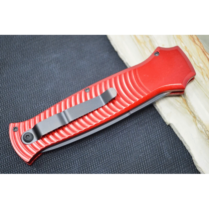 Couteau Automatique Piranha Auto Bodyguard Tactical Red Lame Acier S30V Manche Alu Clip USA PKCP6RT - Livraison Gratuite