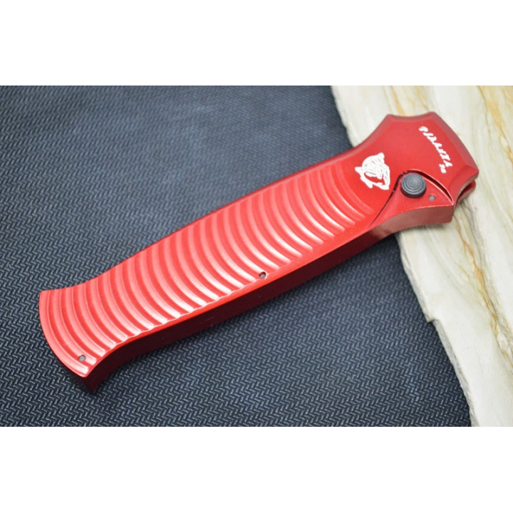 Couteau Automatique Piranha Auto Bodyguard Tactical Red Lame Acier S30V Manche Alu Clip USA PKCP6RT - Livraison Gratuite