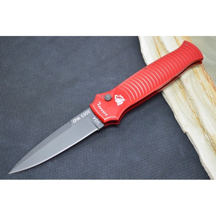 Couteau Automatique Piranha Auto Bodyguard Tactical Red Lame Acier S30V Manche Alu Clip USA PKCP6RT - Livraison Gratuite