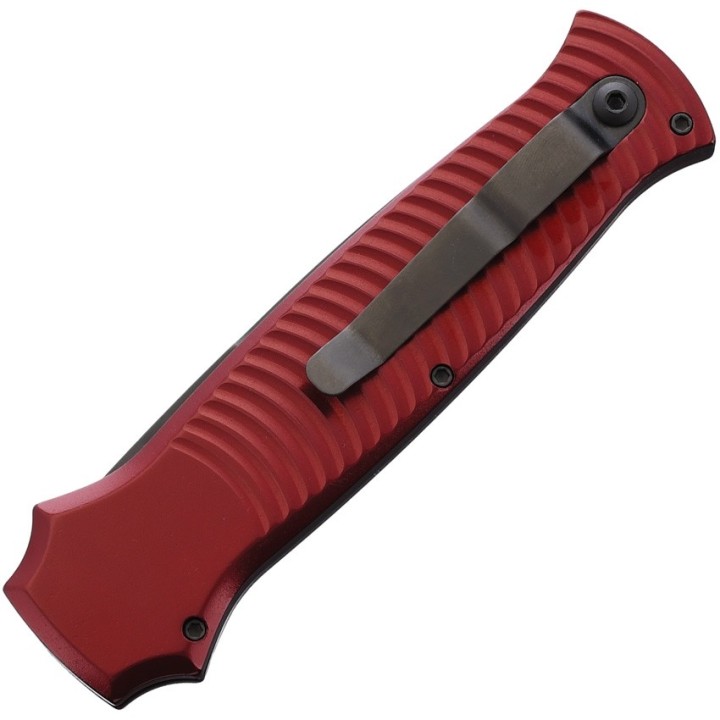 Couteau Automatique Piranha Auto Bodyguard Tactical Red Lame Acier S30V Manche Alu Clip USA PKCP6RT - Livraison Gratuite