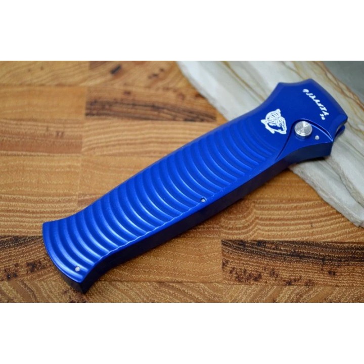 Couteau Automatique Piranha Auto Bodyguard Tactical Blue Lame Acier S30V Manche Alu Clip USA PKCP6B - Livraison Gratuite 