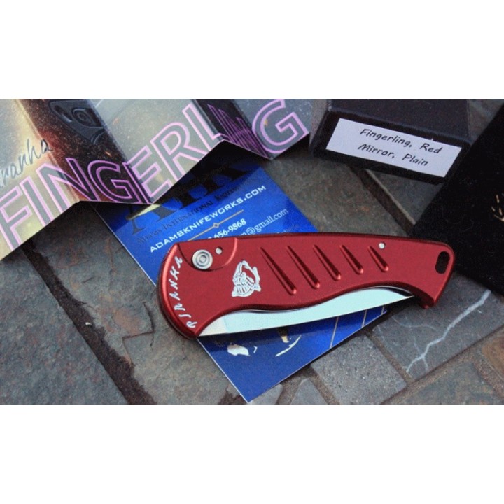 Couteau Automatique Piranha Fingerling Red Lame Acier 154Cm Manche Aluminium Button Lock Clip USA PKCP2R - Livraison Gratuite