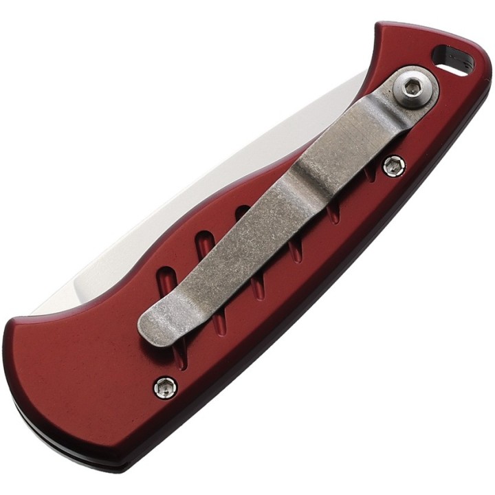 Couteau Automatique Piranha Fingerling Red Lame Acier 154Cm Manche Aluminium Button Lock Clip USA PKCP2R - Livraison Gratuite