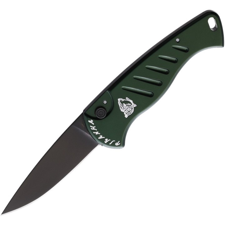 Couteau Automatique Piranha Fingerling Green Lame Acier 154CM Manche Alum Button Lock Clip USA PKCP2GT - Livraison Gratuite