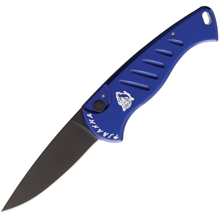 Couteau Automatique Piranha Fingerling Blue Lame Acier 154Cm Manche Aluminium Button Lock Clip USA PKCP2BT - Livraison Gratuite