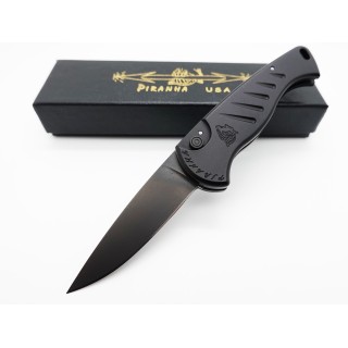 Couteau Automatique Piranha Fingerling Black Lame Acier 154Cm Manche Alum Button Lock Clip USA PKCP2BKT - Livraison Gratuite